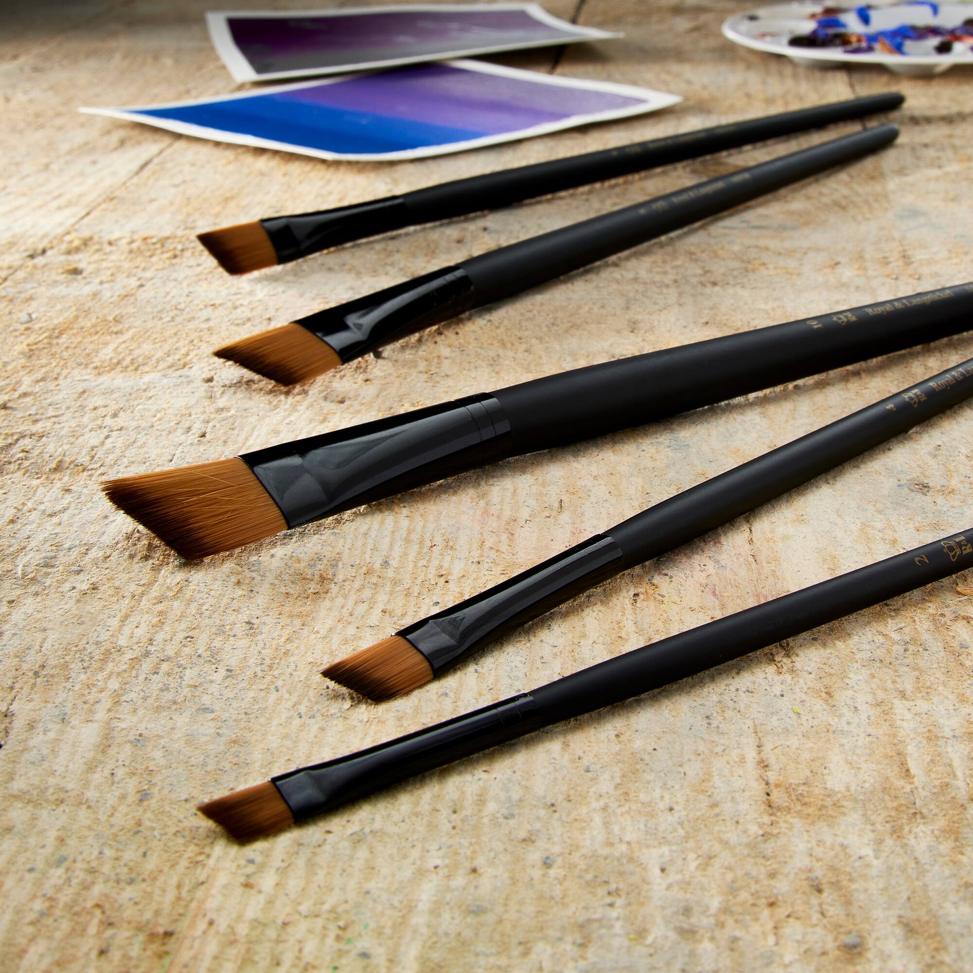 Royal & Langnickel® Essentials™ Acrylic Gold Taklon 5 Piece Angular Brush Set